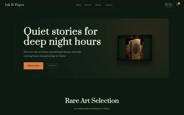 Homepage of Ink & Paper, built by WPMaven