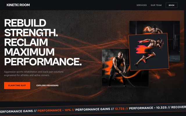 Homepage of Kinetic Room, built by WPMaven