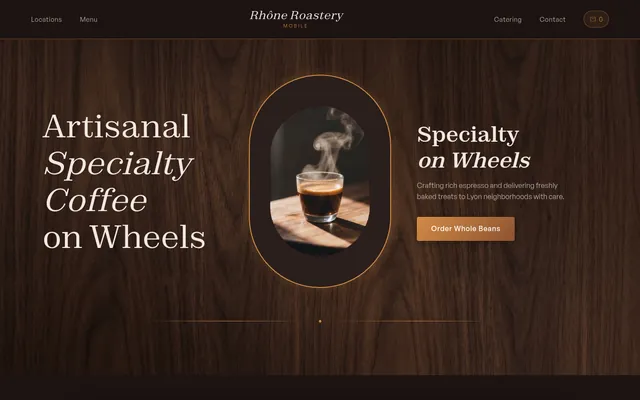 Homepage of Rhône Roastery, built by WPMaven