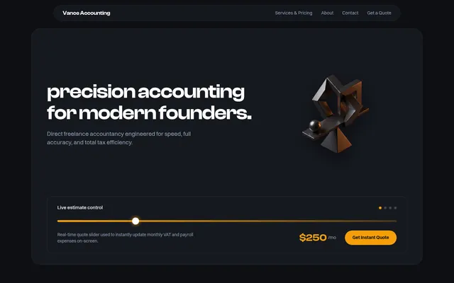 Homepage of Vance Accounting, built by WPMaven