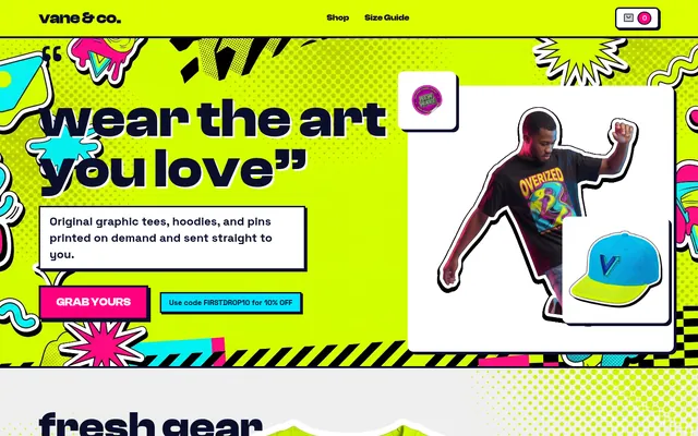 Homepage of vane & co., built by WPMaven