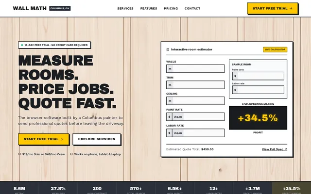 Homepage of Wall Math, built by WPMaven