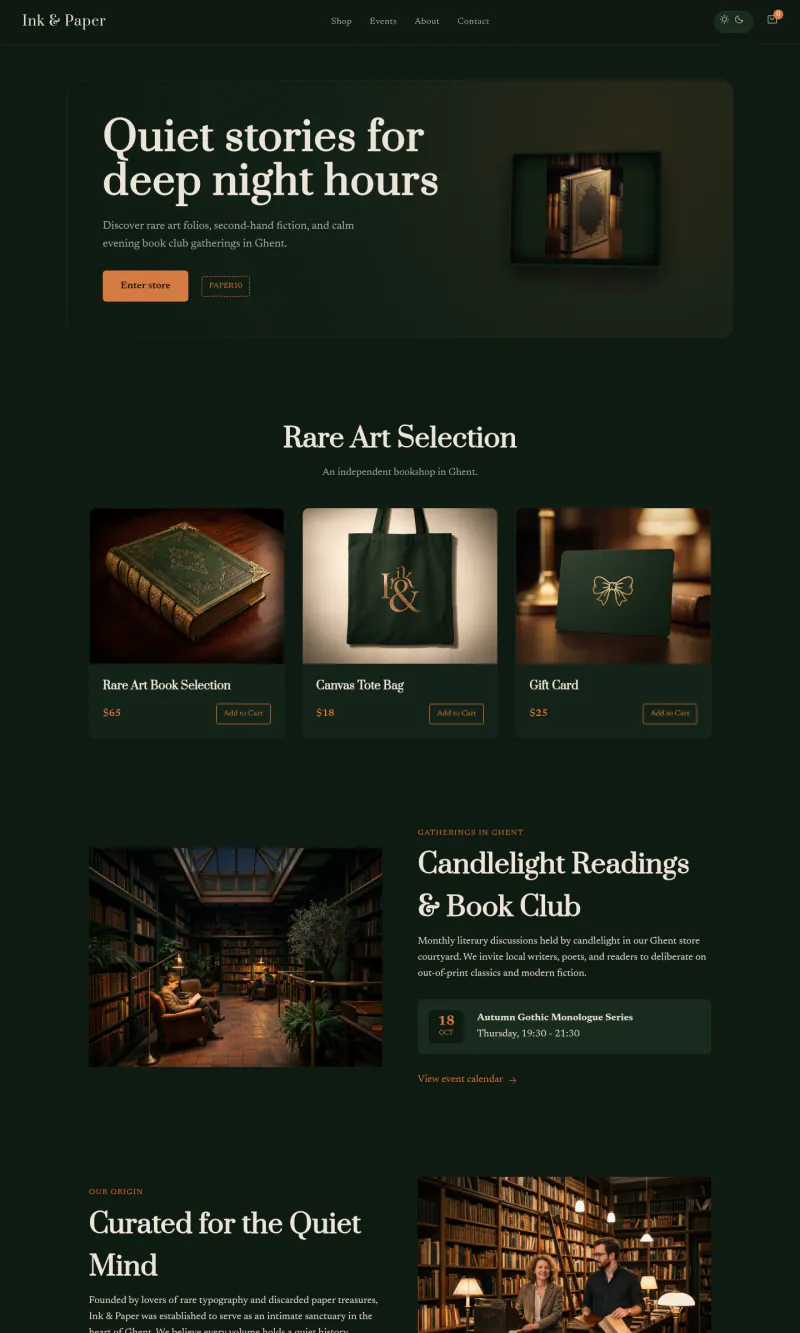 Top of the Ink & Paper homepage