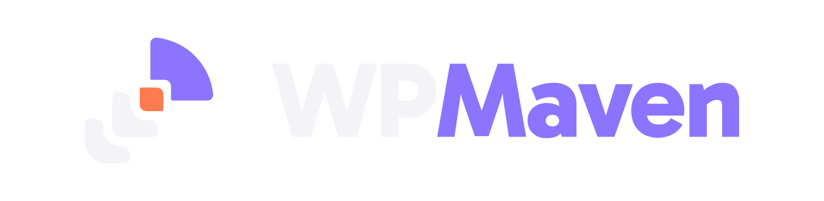 The WPMaven logo for dark backgrounds: the Hand-off mark and the word WPMaven in light letters