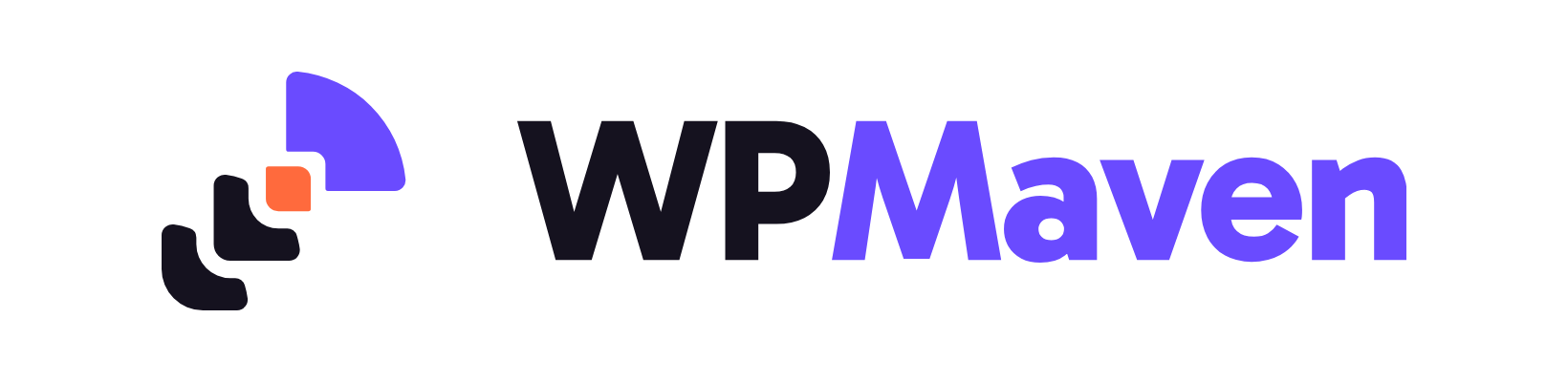 The WPMaven logo: the Hand-off mark and the word WPMaven, WP in ink and Maven in violet